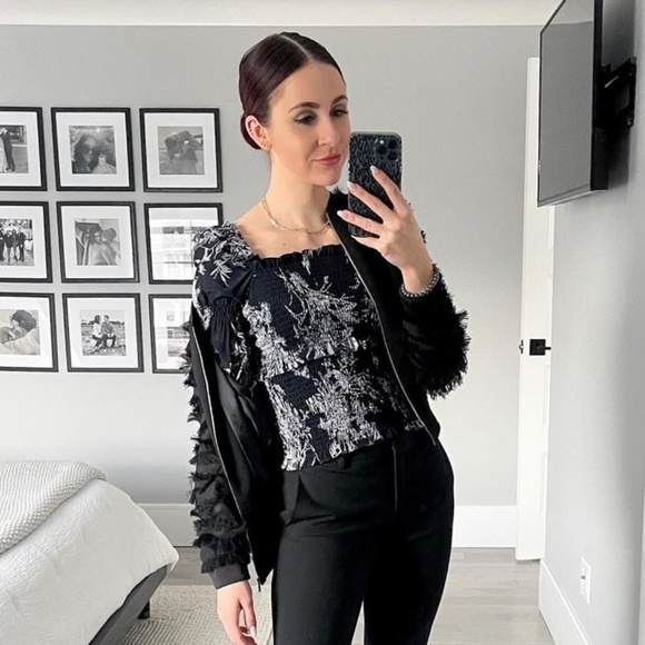 [Cinq A Sept] Silk Smocked Top - Picture 6 of 11